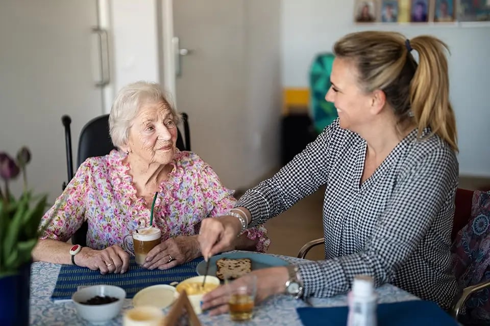 Samen ontbijten klant